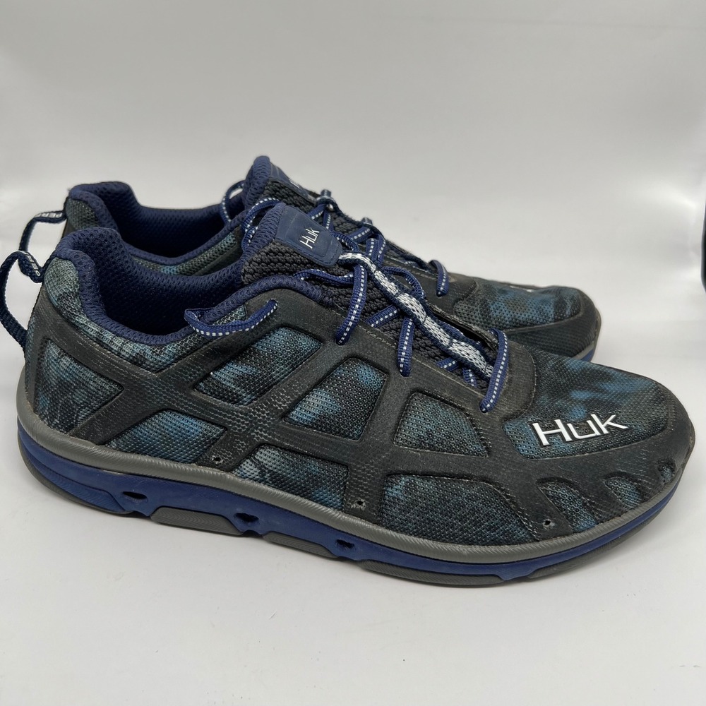 Huk Attack Performance Fishing Shoes Mens 10 Blue Camo Deck Shoes H8011000470